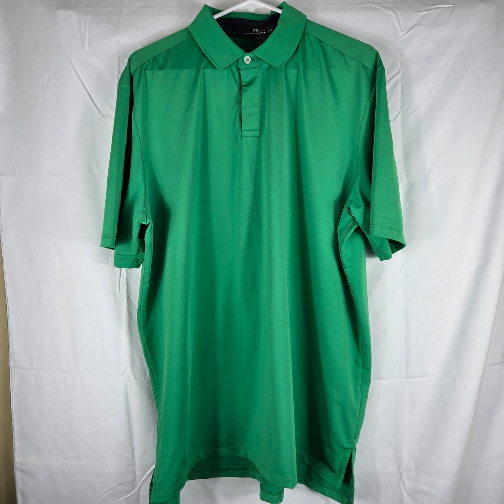 RLX Ralph Lauren Mens XL Green Performance Golf Polo Shirt Short Sleeve Stretch